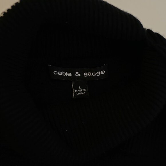 Cable‎ & Gauge Large Black Ribbed Slit Mock Neck Sleeveless Sweater Fitted Waist - Picture 9 of 10